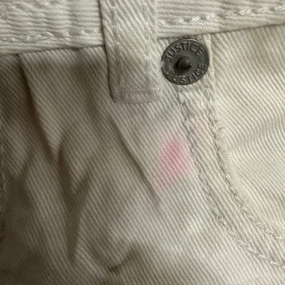 Justice Denim Shorts Girls Size 14R Off-White Low Rise Frayed Raw Hem Casual